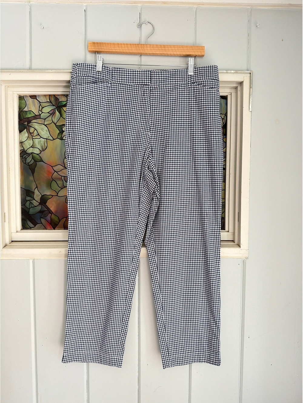 Talbots Navy and White Gingham cotton Pants Size 12